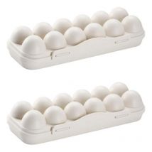 Lot de 2 casiers à œufs pour réfrigérateur - Plastique - Pour 12 œufs - Avec couvercle (Kaki)
