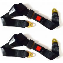 Lot de 2 ceintures de sécurité universelles réglables 2 points de harnais de sécurité réglables ceinture de sécurité simple double - noir