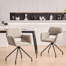 Lot de 2 Chaise, avec accoudoirs, dossier ergonomique, pu, ​​adaptées au salon et à la chambre, chaise cosmétique - Kaki