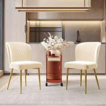 Tanant - Lot de 2 Chaise de salle à manger en velours - chaise rembourrée design avec dossier, chaise scandinave, cadre en métal, convient pour salle