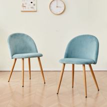Lot de 2 Chaise de salle à manger en velours Chaise de salon Coussins Doux en Velours Assise (vert) - Wokaka