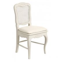 Lot De 2 Chaise En Bois Assise En Tissu Dossier Canné - Blanc - Interior's