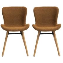 Lot De 2 Chaises 48x57x81,5 Cm En Tissu Bouclette Cognac - Kermo