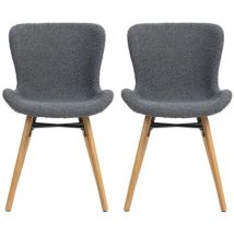 Lot De 2 Chaises 48x57x81,5 Cm En Tissu Bouclette Gris Foncé - Kermo