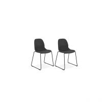 M&s - Lot de 2 chaises 50x54,5x85 cm tissu gris foncé pieds noirs - layna