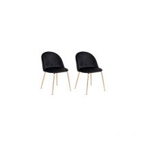 Lot de 2 chaises 52x51x78 cm en velours noir et laiton - ahmas