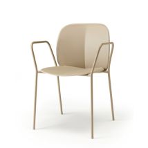 Chaise Mentha – Lot de 2 – Structure métal, coque technopolymère recyclé – Accoudoirs intégrés – Écoresponsable – Fabriquées en Italie