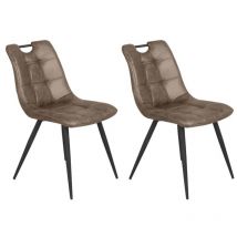 Meubletmoi - Lot de 2 chaises aspect simili marron vieilli piétement métal - muse