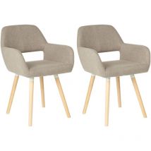 Lot 2 Chaises Fauteuils Tapissées en Tissu Gris Foncé sur Pieds en Bois Design Rétro Tendance pour Salle à Manger au Style Scandinave Déco Beliani