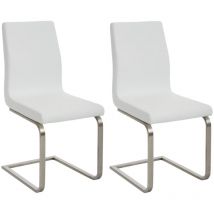 CLP - Lot de 2 chaises cantilever Belfort en similicuir Blanc