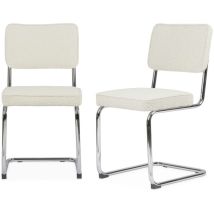 Alice's Garden - Lot De 2 Chaises Cantilever Tissu Bouclette Texturée Blanc Cassé L46 X P54.5x H84.5cm