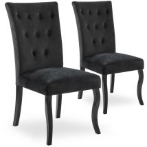 Intensedeco - Lot de 2 chaises capitonnées Chaza Velours Noir