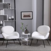 Eifson - Lot de 2 chaises, chaise longue moderne avec accoudoirs, pieds en métal, Velours peluche, convient pour le salon et la chambre, chaise de