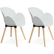Lot de 2 chaises coque plastique blanc - novak
