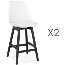 M&s - Lot de 2 chaises de bar blanches H65 cm avec pieds noirs - elo