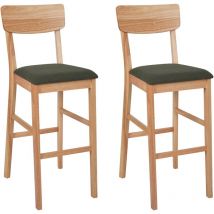 Lot de 2 Chaises de Bar en Bois Clair Assise Tapissée Vert Ambler