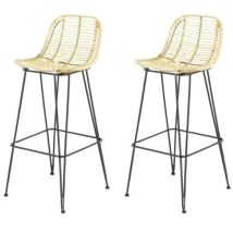 Pro Living - Lot De 2 Chaises De Bar H65 Cm En Rotin Naturel