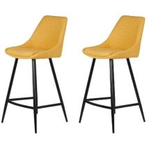 Pro Living - Lot De 2 Chaises De Bar H67 Cm En Tissu Moutarde - Ormoy