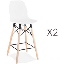 M&s - Lot de 2 chaises de bar H68 cm noires et pieds naturels - layna
