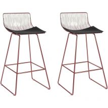 Lot de 2 Chaises de Bar Style Industriel en Acier Rose Doré et Cuir pu Fredonia