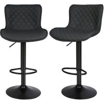 Lot de 2 Chaises de Bar Tabourets de Bar Pivotants avec Dossier Tabourets de Bar Réglable en Cuir pu pour Bar îlot de Cuisine Comptoir Noir