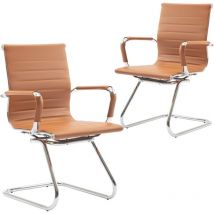 Wahson Office Chairs - Lot de 2 Chaises de Bureau en Similicuir avec Accoudoirs Chromés Chaise de Réception en Base Métal Chaise de Conférence