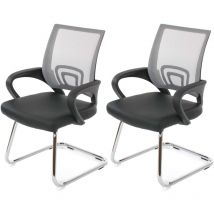 HHG - jamais utilisé] Lot de 2 chaises de conférence / chaise visiteurs Ancona, simili-cuir, gris