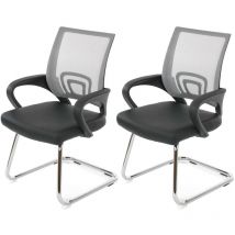 Mendler - Lot de 2 chaises de conférence / chaise visiteurs Ancona, simili-cuir, gris