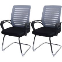 Lot de 2 chaises de conférence HHG-531 piétement luge, charge max. 150 kg tissu/textile, gris