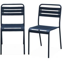 Lot de 2 chaises de jardin acier. 2 places. marine. Amelia. L44 x P52 x H79cm