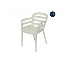 Jardideco - Lot de 2 chaises de jardin Boston Blanc