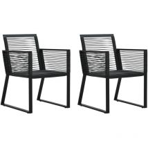 Bonnevie - Lot de 2 Chaises de jardin - Chaises d'extérieur pour terrasse/jardin Noir Rotin pvc BV394761