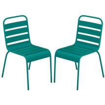 Lot de 2 chaises de jardin empilables en métal - Bleu canard - mirmande de mylia