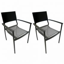 Meubletmoi - Lot de 2 chaises de jardin en aluminium et revêtement textilène - dola