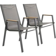 Oviala - Lot de 2 chaises de jardin en aluminium et textilène