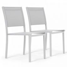 Oviala - Lot de 2 chaises de jardin aluminium et textilène blanc