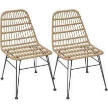 Hesperide - Lot de 2 chaises de jardin en résine tressée Lambada Sesame - Hespéride