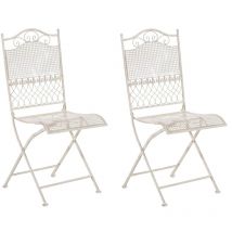 CLP - Lot de 2 chaises de jardin pliables Kiran en fer Crème antique
