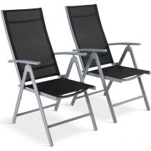 Lot de 2 Chaises de Jardin Pliantes,Chaise de Camping,Chaise D'extérieur en Aluminium,Dossier Haut Réglable 7 Positions (Gris Argent)