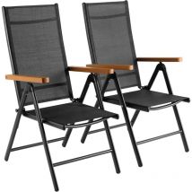 Lot de 2 Chaises de Jardin Pliantes,Chaise de Camping,Chaise D'extérieur en Aluminium,Dossier Haut Réglable 7 Positions (Gris Marron)