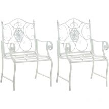 Ensemble de 2 chaises de jardin Punjab avec anciens accoudoirs blancs