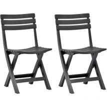 Lot de 2 Chaises de jardin,Siège de Terrasse Chaise d'extérieur pliables Plastique Anthracite CFW131205