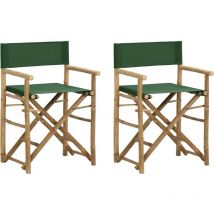 Maison Chic - Lot de 2 Chaises de metteur Chaises de directeur Fauteuils de metteur Vert Bambou et tissu 66630