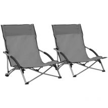 Lot de 2 Chaises de plage pliables, Chaises d'extérieur, Fauteuils de jardin gris tissu togp84365 design in