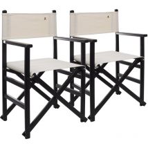 Lot de 2 chaises de réalisateur pliantes avec structure couleur wengé et toile de couleur brute en bois de hêtre de première qualité Scalpers brut
