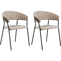 Lot de 2 Chaises de Repas Modernes en Velours Taupe et Pieds Noirs Mariposa