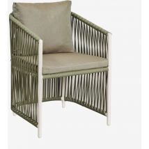 Lot de 2 chaises de salle à manger avec accoudoirs en aluminium et corde tressée Sophie Sklum Vert Militaire Clair