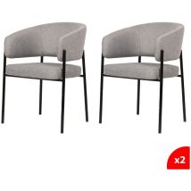 Secury-t - Lot de 2 chaises de salle à manger avec accoudoirs - tissus gris - pieds en métal noir - lou