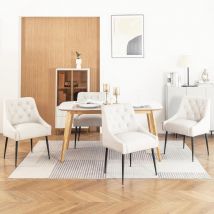 Dyhome - Lot de 4 chaises de salle à manger avec pieds en métal noir, chaises de cuisine modernes avec dossier, chaises de salon/salle à manger,blanc