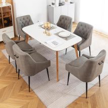 Dyhome Lot De 6 Chaises De Salle À Manger Avec Pieds En Métal Noir, Chaises De Cuisine Modernes Avec Dossier, Chaises De Salon/salle À Manger,gris